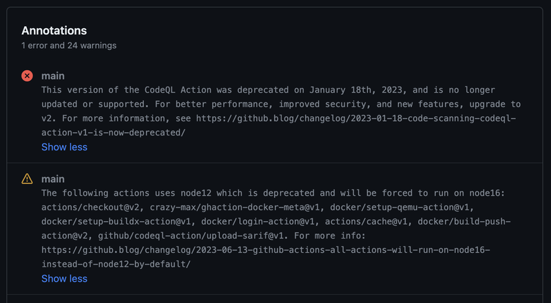 Outdated GitHub Actions warning